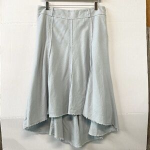 San Francisco Y2K High Low‎ Deconstructed Light Wash Denim Chambray Skirt Lg